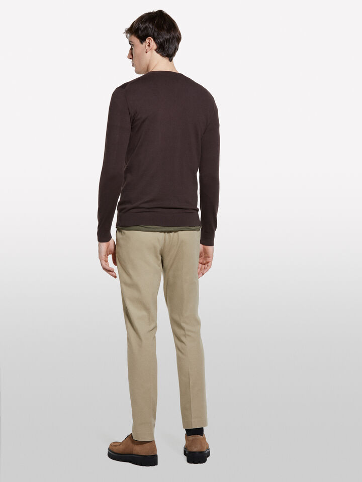 Pull coupe regular marrom escuro - camisolas gola redonda para homem - Marrom-Escuro | Sisley image number 3